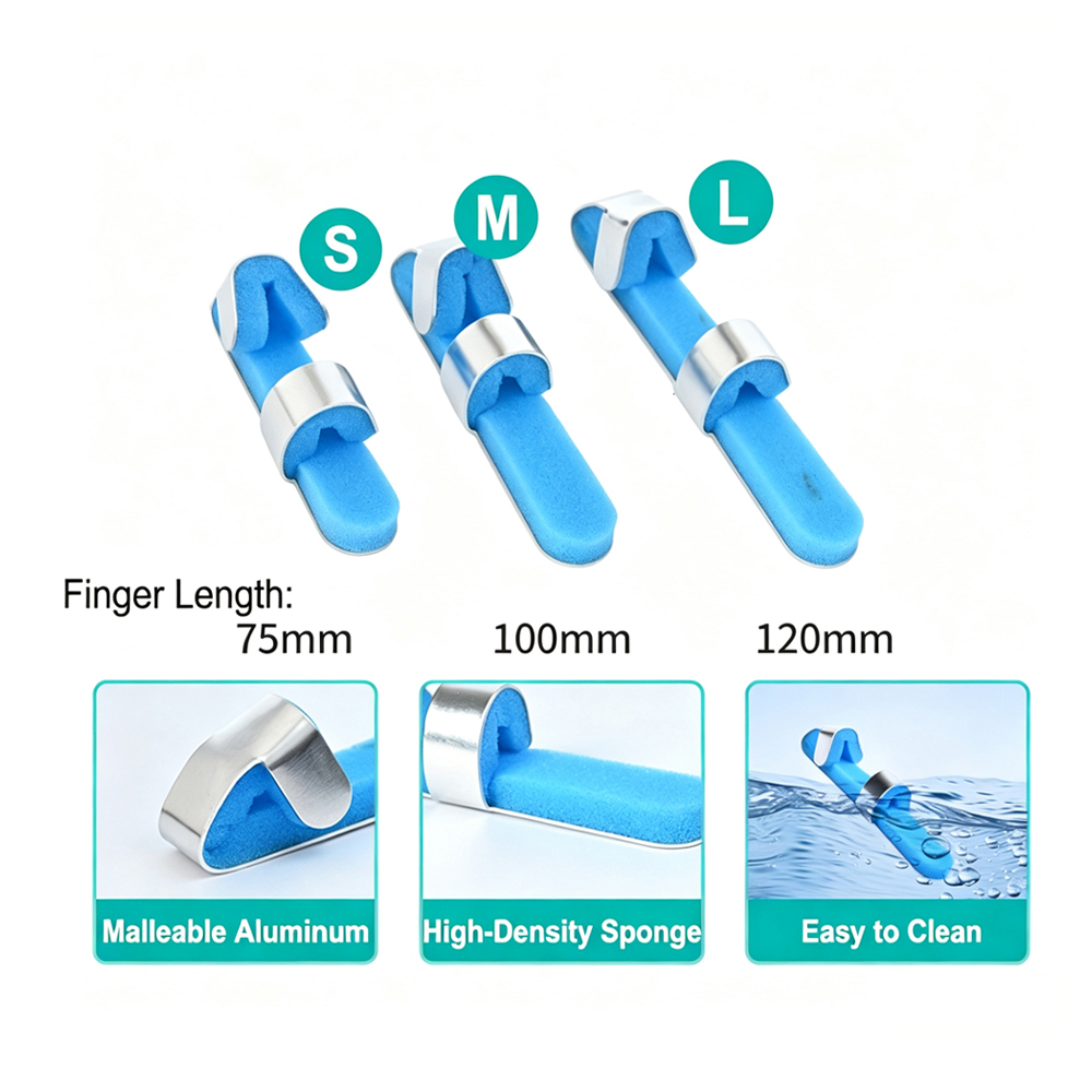 Dụng cụ cố định nẹp ngón tay, hỗ trợ bằng nhôm có thể uốn cong với lớp lót xốp mật độ cao thoải mái, giảm đau khi bị viêm khớp, bong gân, gãy xương, ngón tay cò súng, có 3 kích cỡ