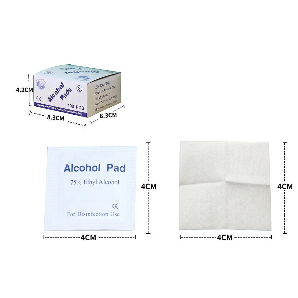 100 Cái/hộp 4x4cm Miếng đệm chuẩn bị cồn Ethyl 75% cao cấp được gói riêng để sử dụng tại nhà, du lịch & lâm sàng