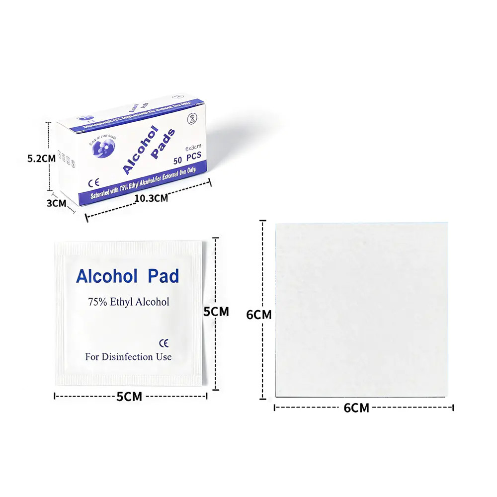 50 Cái/hộp Cao Cấp Được Bọc Riêng Biệt 6x6cm Miếng Cồn Ethyl 75%