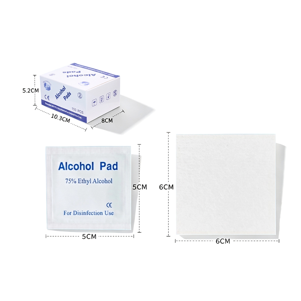100 miếng/hộp Lớn 75% 6x6cm Miếng lót chuẩn bị cồn sát trùng được chứng nhận CE cấp y tế