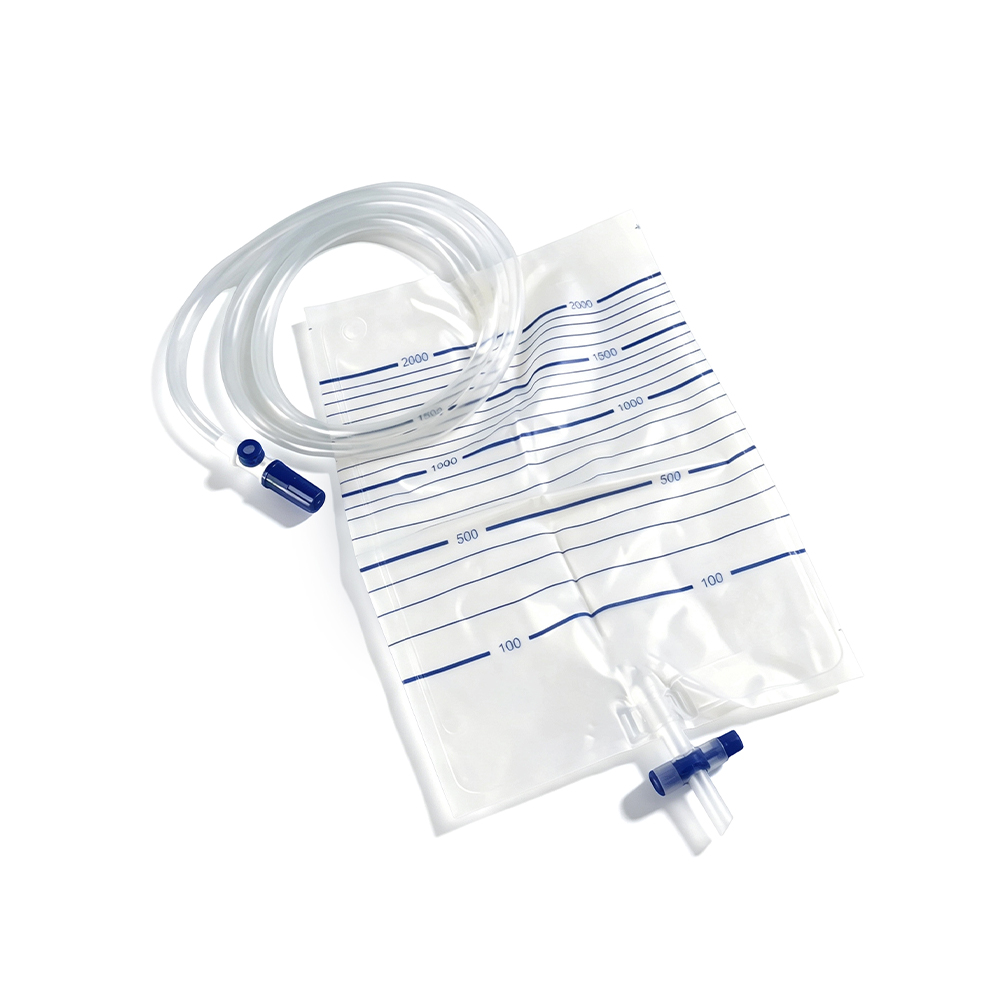 Túi nước tiểu PVC y tế cao cấp 2000ml có cổng lấy mẫu và ống cực rộng
