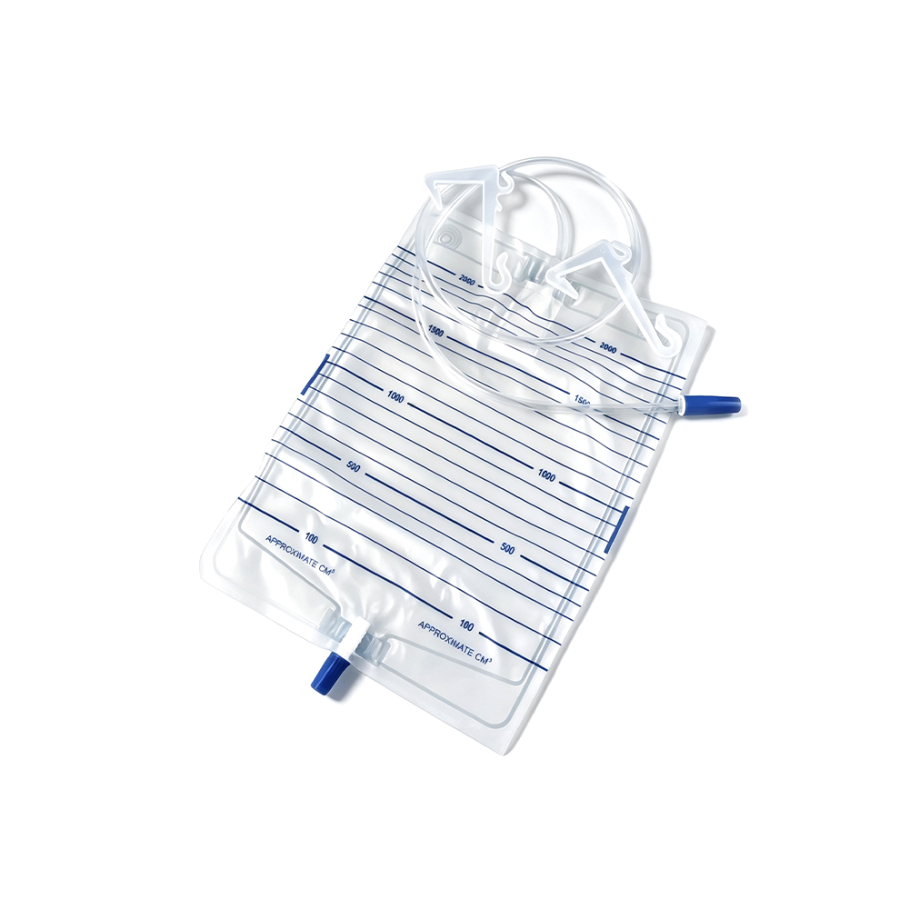 Túi nước tiểu PVC y tế cao cấp 1000ml-2000ml có móc treo bằng nhựa gia cố
